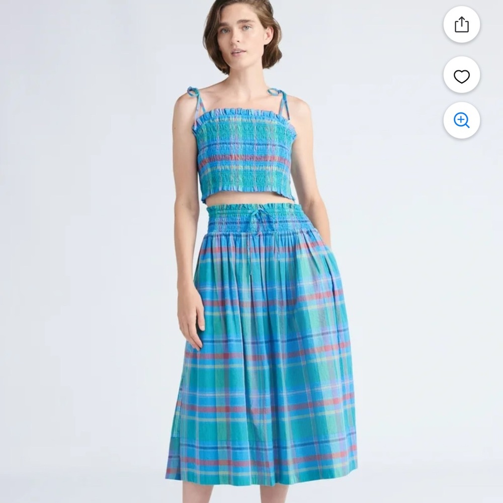 Blue Plaid Women's Skirt and Crop top set